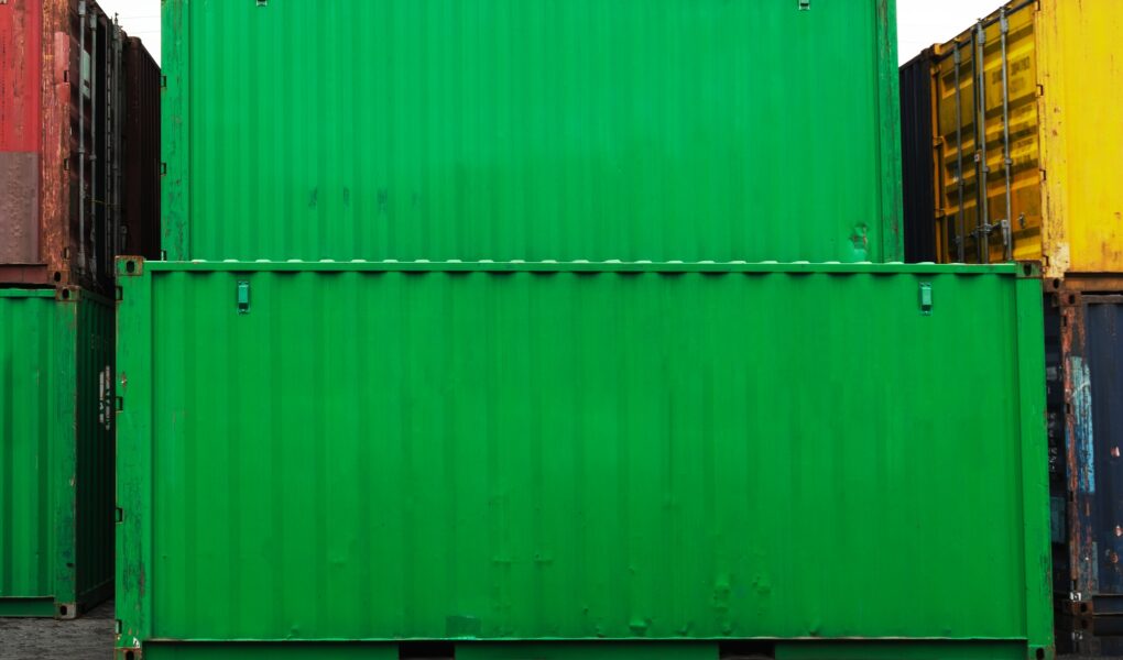 Stacked container boxes in green