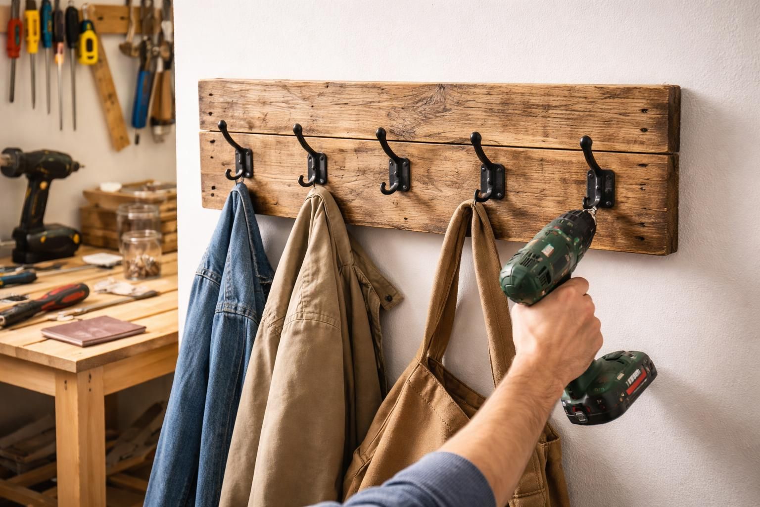 apprenez à fabriquer un porte-manteau mural original et éco-responsable à partir d'une palette en bois avec notre tuto diy déco facile et pas cher.