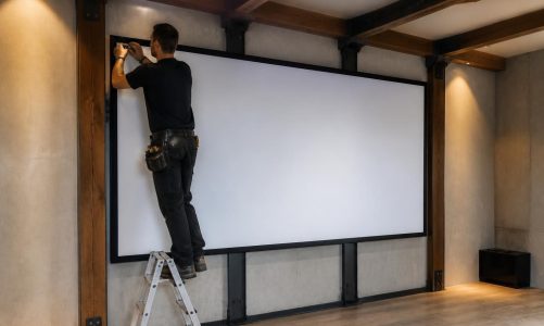 Mur plafond renforts : poser un écran de projection en toute sécurité