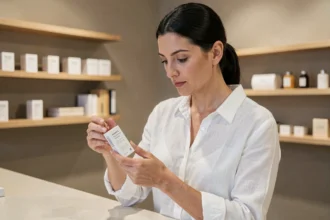 Femme inspectant un produit de la marque Elsay dans une boutique moderne en 2026